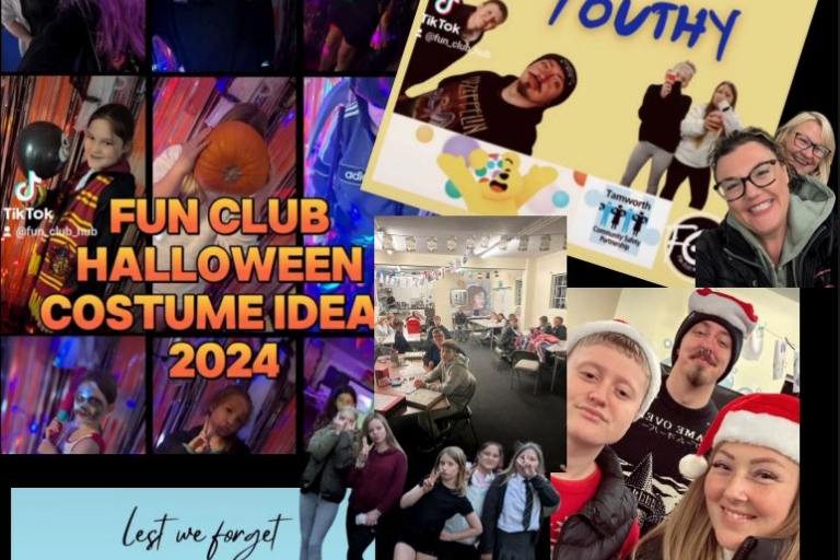 photo images of people at parties, doing youth club activties