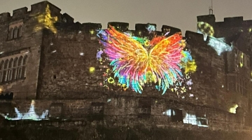 Butterfly projection on Tamworth Castle