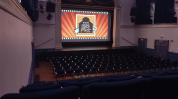 The cinema screen at the Assembly Rooms