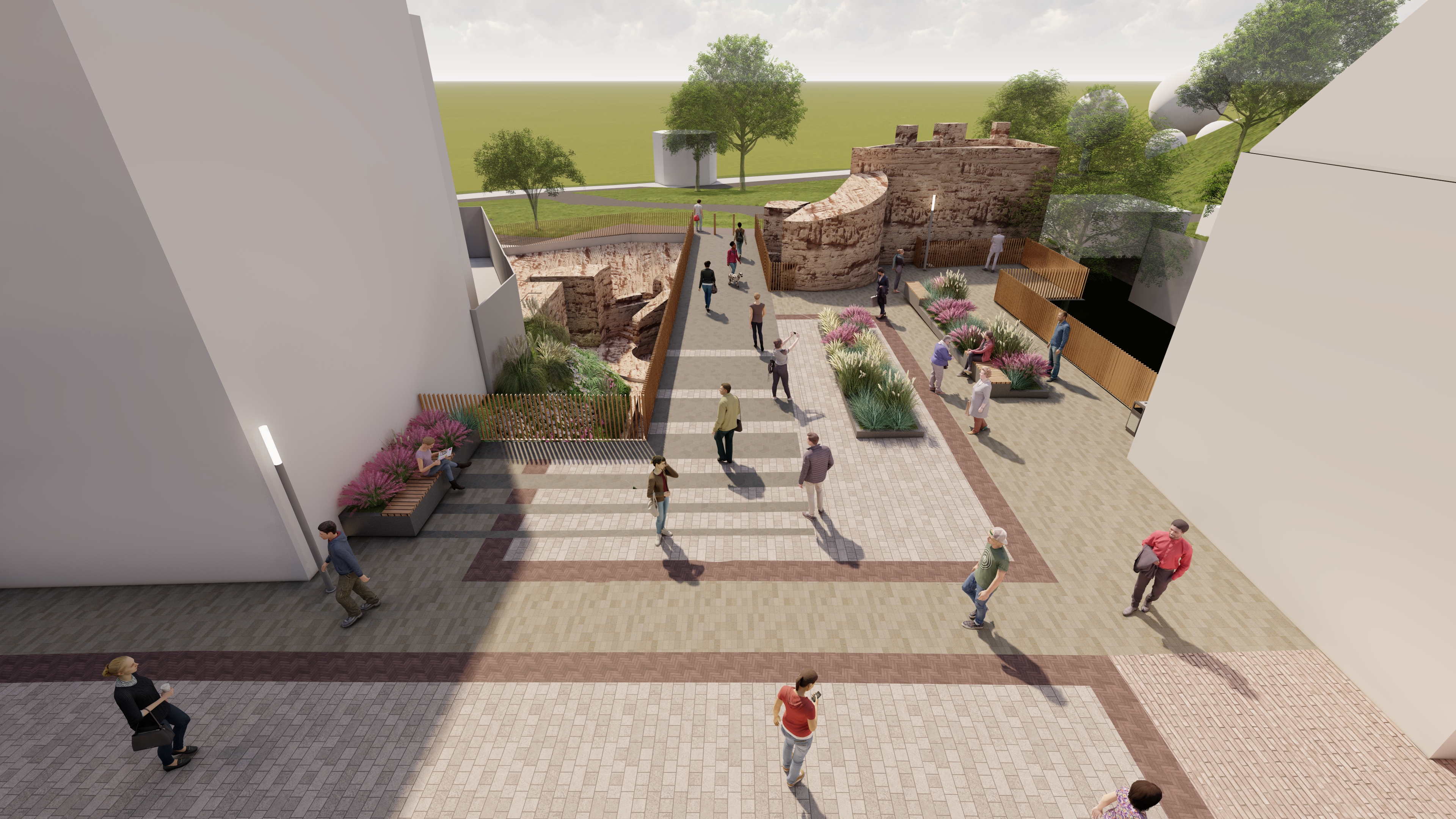 artist digital image of new gateway showing new pathing and wider access