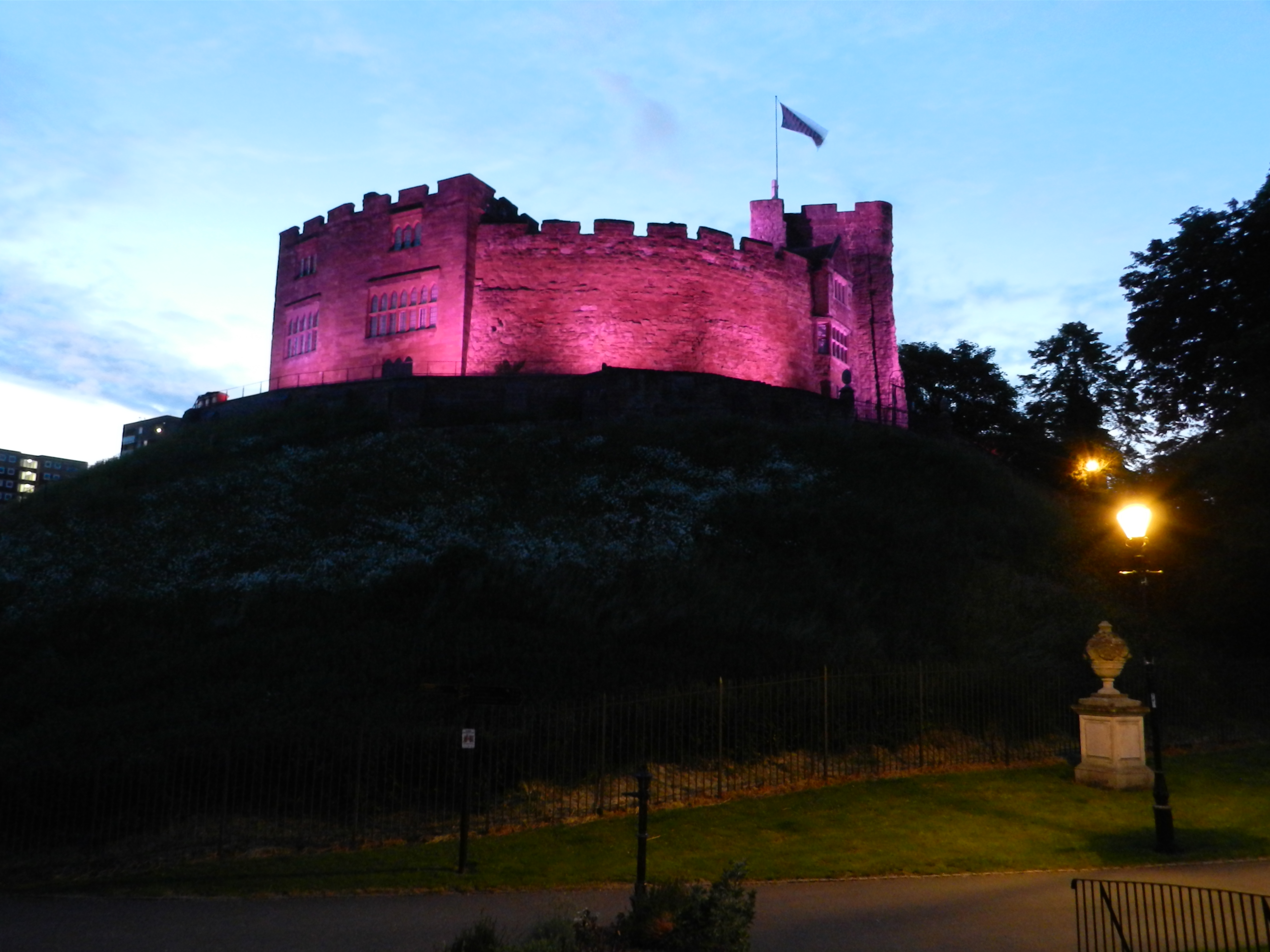 castle lit purple