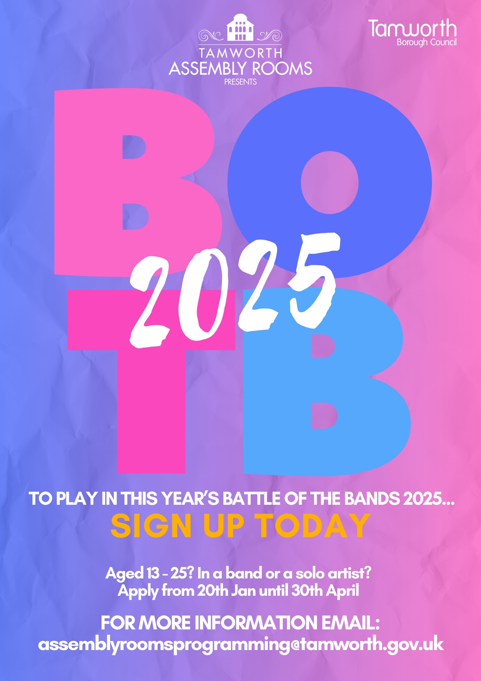 blue and pink background poster for BOTB 2025