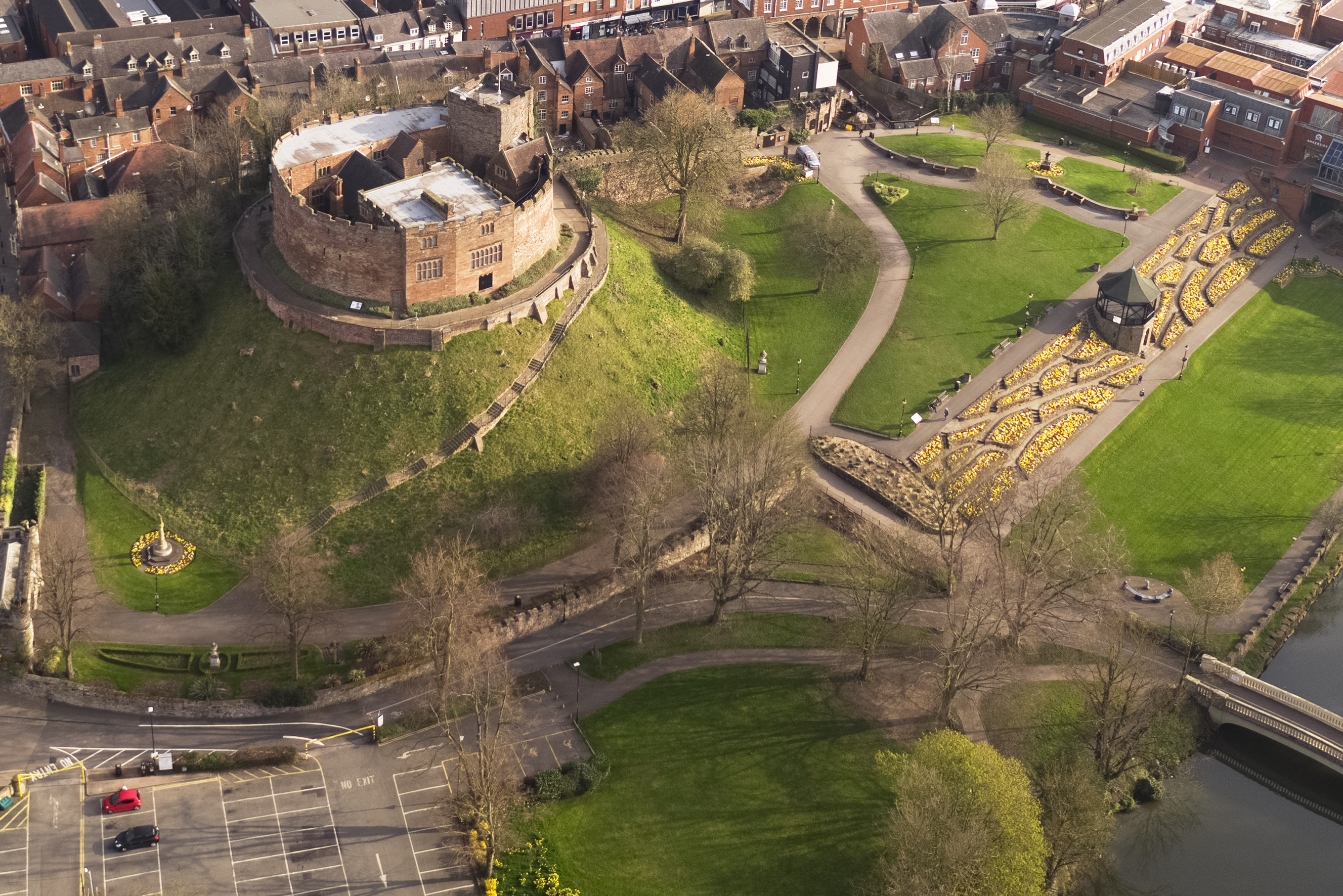 Aerial view of Tamworth Castle