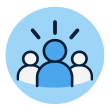 blue icon with 3  heads