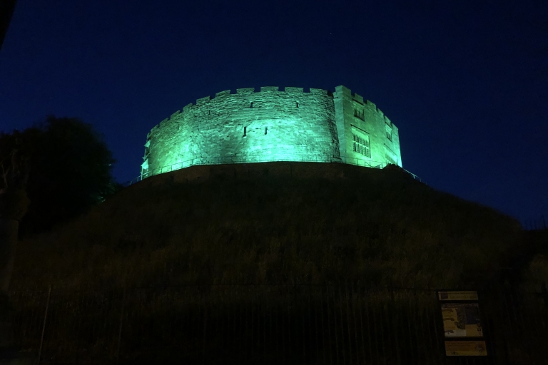 image of the castle lit-up green