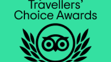 Award name and TripAdvisor's logo on a green background