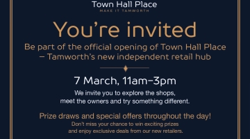 poster with dark background and a town hall logo